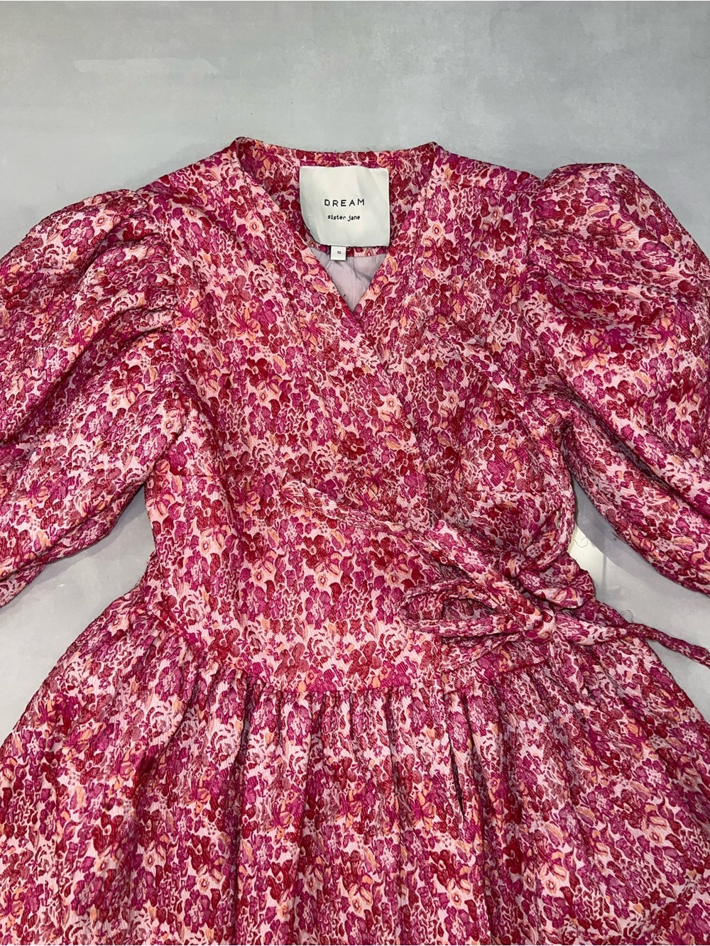 Sister Jane DREAM Bud Burst Jacquard Wrap Dress Size Small - Picture 9 of 13